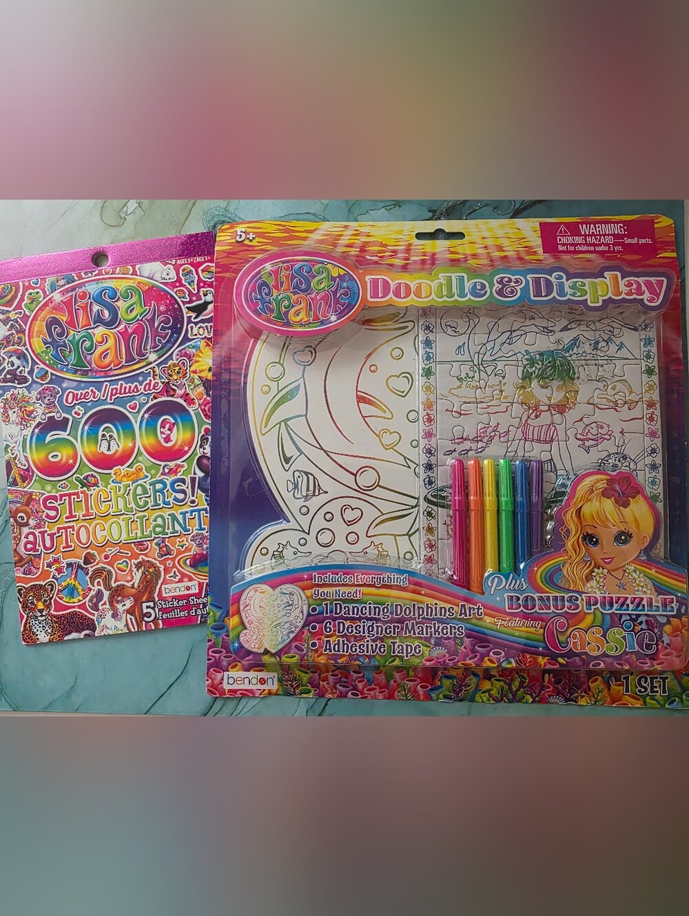 Lisa Frank Doodle & Display Art Set Markers, Bonus Puzzle, Stickers Gift Set